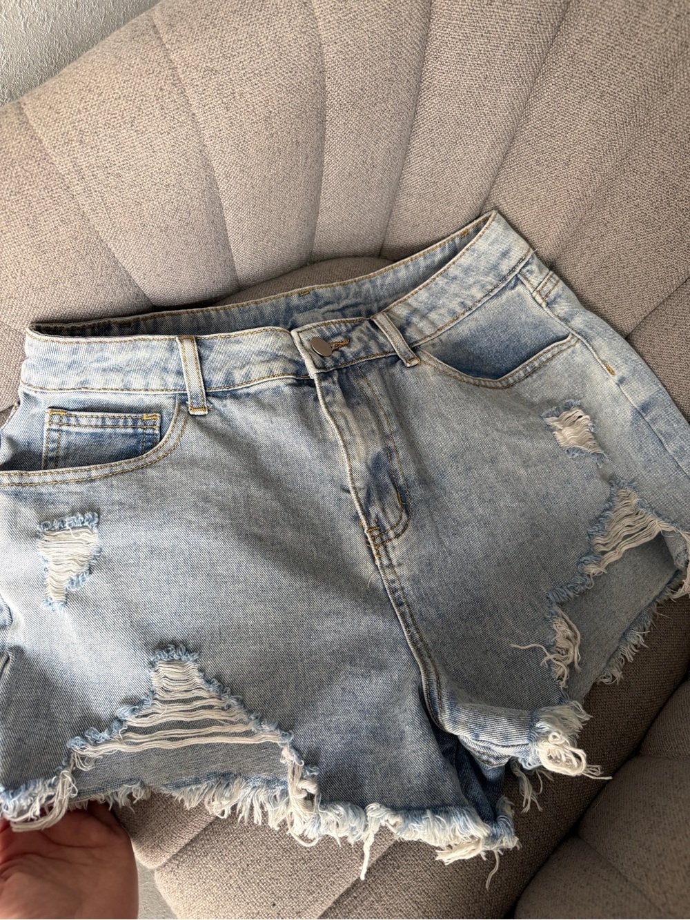Light Blue Distressed Denim Women’s Shorts